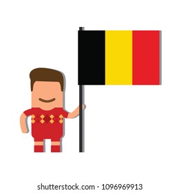 Belgium national football team holding the national flag icon, vector illustration design. Football collection.