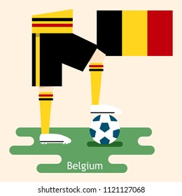 Belgium, national soccer Jerseys and flag, flat design