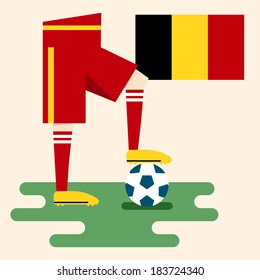 Belgium, national soccer uniform and flag, flat design