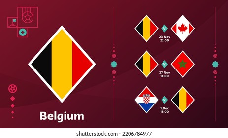 belgium national team Schedule matches in the final stage at the 2022 Football World Championship. Vector illustration of world football 2022 matches..