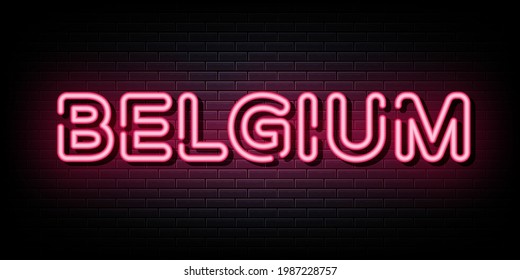 Belgium neon sign. neon symbol