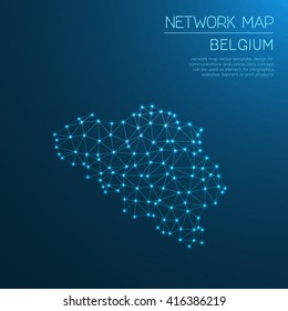 Belgium network map. Abstract polygonal map design. Internet connections vector illustration.