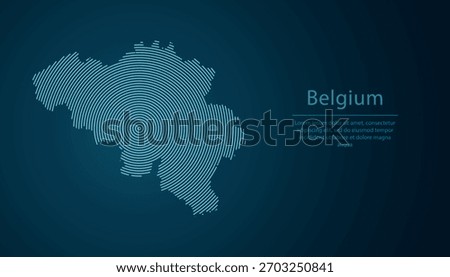 Belgium outline map filled with concentric circles on dark gradient background