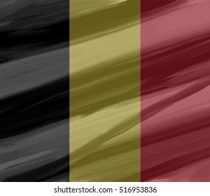 Belgium painted / drawn vector flag. Vector file contains flag and texture layers.