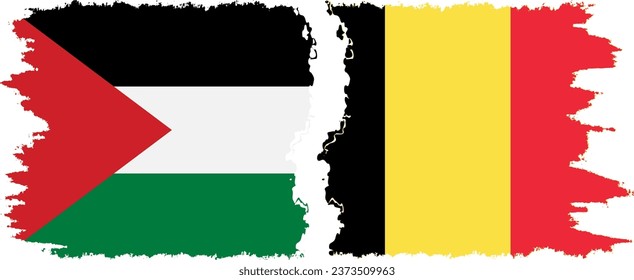 Belgium and Palestine grunge flags connection, vector