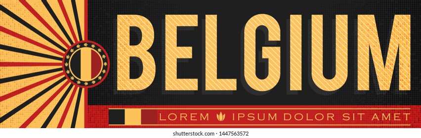 Belgium Patriotic Banner design, typographic vector illustration, Belgian Flag colors