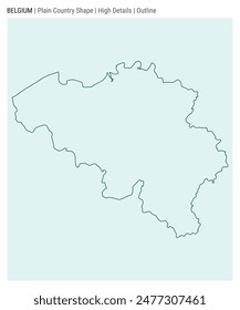 Belgium plain country map. High Details. Outline style. Shape of Belgium. Vector illustration.