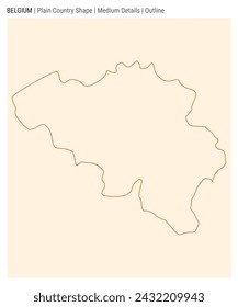 Belgium plain country map. Medium Details. Outline style. Shape of Belgium. Vector illustration.