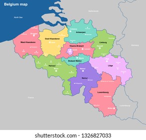 Belgium Political Map Capital Brussels National Stock Vector (Royalty ...