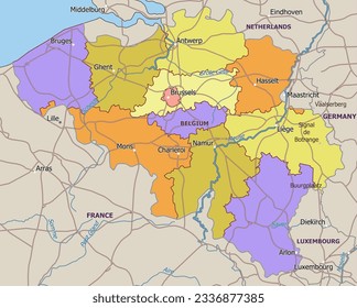 Belgium political map with labeling