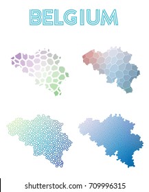 Belgium polygonal map. Mosaic style maps collection. Bright abstract tessellation, geometric, low poly, modern design. Belgium polygonal maps for infographics or presentation.