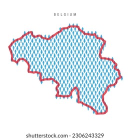 Belgische Bevölkerungskarte. Stockfiguren belgische Menschen Karte mit fett roten durchsichtigen Landgrenzen. Muster von Männern und Frauen Symbole. Einzige Vektorgrafik. Bearbeitbarer Strich.