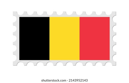 Belgium Postage Stamp With Shadow. Vector illustration.