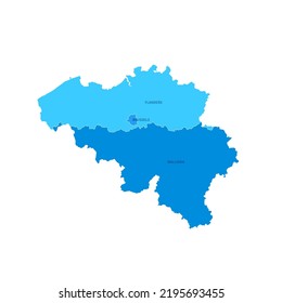 Belgium Regions Map with Editable Stroke Vector Illustration