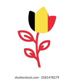 Belgium rose flower flag icon