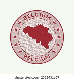 Belgium round badge vector. Country round stamp with the shape of Belgium, isolines, and circular country name. Beautiful emblem. Cool vector illustration.