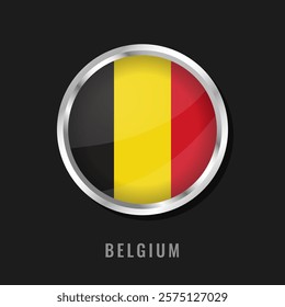 Belgium round framed national flag. Circular glossy flag of Belgium