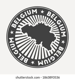 Belgium round logo. Vintage travel badge with the circular name and map of country, vector illustration. Can be used as insignia, logotype, label, sticker or badge of the Belgium.