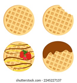 Belgium round waffles set. Vector illustration