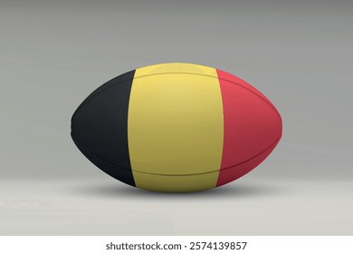 Belgium rugby ball featuring the national flag design on a gray background