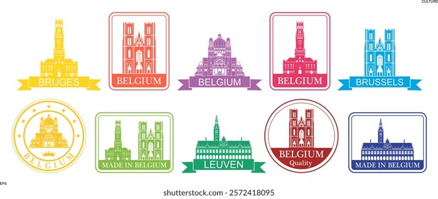 Belgium set. Isolated Belgium on white background