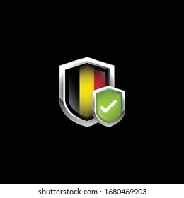 escudo belgio con marca de verificación shield.ilustración vectorial.aislado en fondo negro.