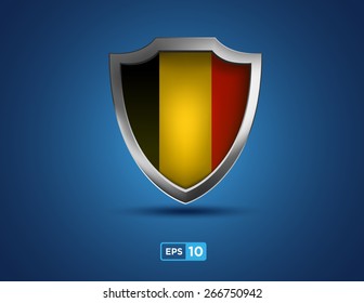 Belgium shield on the blue background