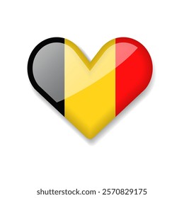 Belgium - Shiny Flag in the Form of Heart. Vector Illustration.