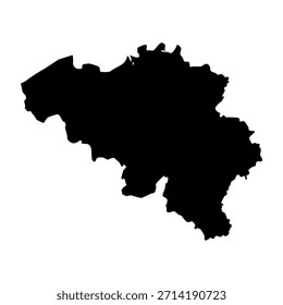 Belgien Silhouette Karte. Belgien Kartenvektor. Belgien-Karte auf weißem Hintergrund. Geeignet für Bildung, Infografiken, Reisedesign, Präsentationen und europäische Geografie-Visuals