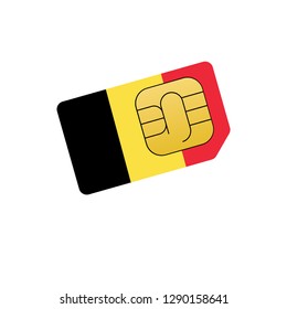 Belgium sim card. sim card with Belgium flag  