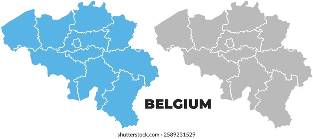 Belgium simple maps flat illustration