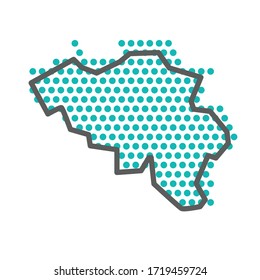 Belgium simple outline map with green halftone dot pattern