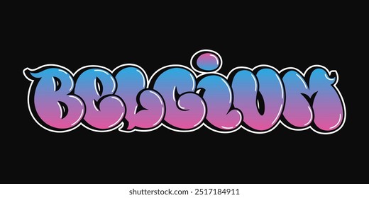 Bélgica - letras de una sola palabra, estilo graffiti. Logotipo dibujado a mano de Vector. Camiseta divertida de la impresión del estilo del graffiti de la moda, ciudad de Bruselas, concepto del cartel