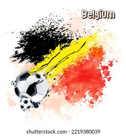 Belgium Soccer banner on top of watercolor splash