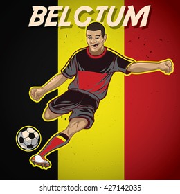 Belgium soccer player with flag background