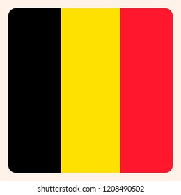 Belgium square flag button, social media communication sign, business icon.
