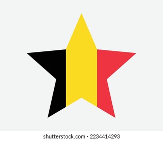 Belgium Star Flag. Belgian Star Shape Flag. Country National Banner Icon Symbol Vector 2D Flat Artwork Graphic Illustration svg