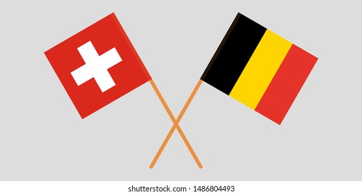 Belgium and Switzerland. Crossed  Belgian and Swiss flags