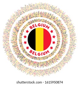 Belgium symbol. Radiant country flag with colorful rays. Shiny sunburst with Belgium flag. Radiant vector illustration.