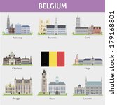 Belgium. Symbols of cities. Vector set