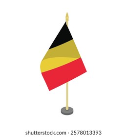 belgium table flagpole flat vector design illustration