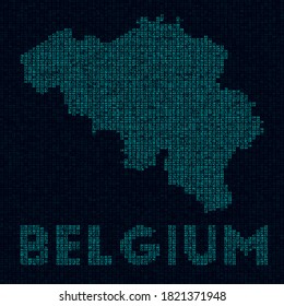 Belgium tech map. Country symbol in digital style. Cyber map of Belgium with country name. Stylish vector illustration.