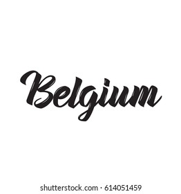belgium, text design. Vector calligraphy. Typography poster. Usable as background.