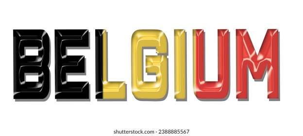 BELGIUM USA flag text font, 3D BELGIUM flag colorful background, BELGIUM flag vector illustration