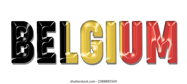BELGIUM USA flag text font, 3D BELGIUM flag colorful background, BELGIUM flag vector illustration