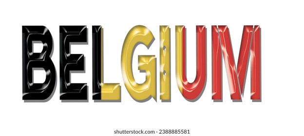BELGIUM USA flag text font, 3D BELGIUM flag colorful background, BELGIUM flag vector illustration
