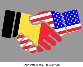 Belgium and USA flags Handshake vector
