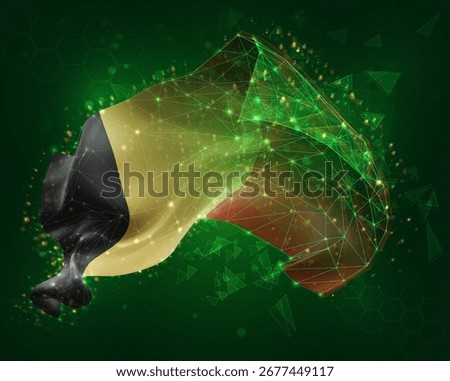 Belgium, vector 3d flag on green background