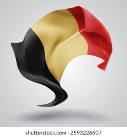 Belgium, vector 3d flag with waves on a white background