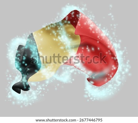Belgium, vector 3d flag in whirlwind of magical radiance